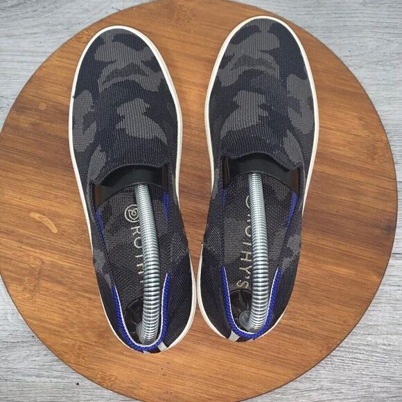 ROTHY’S Women’s Size 7 The Original Slip On Sneaker Camo Black /Grey /Blue - Picture 7 of 10